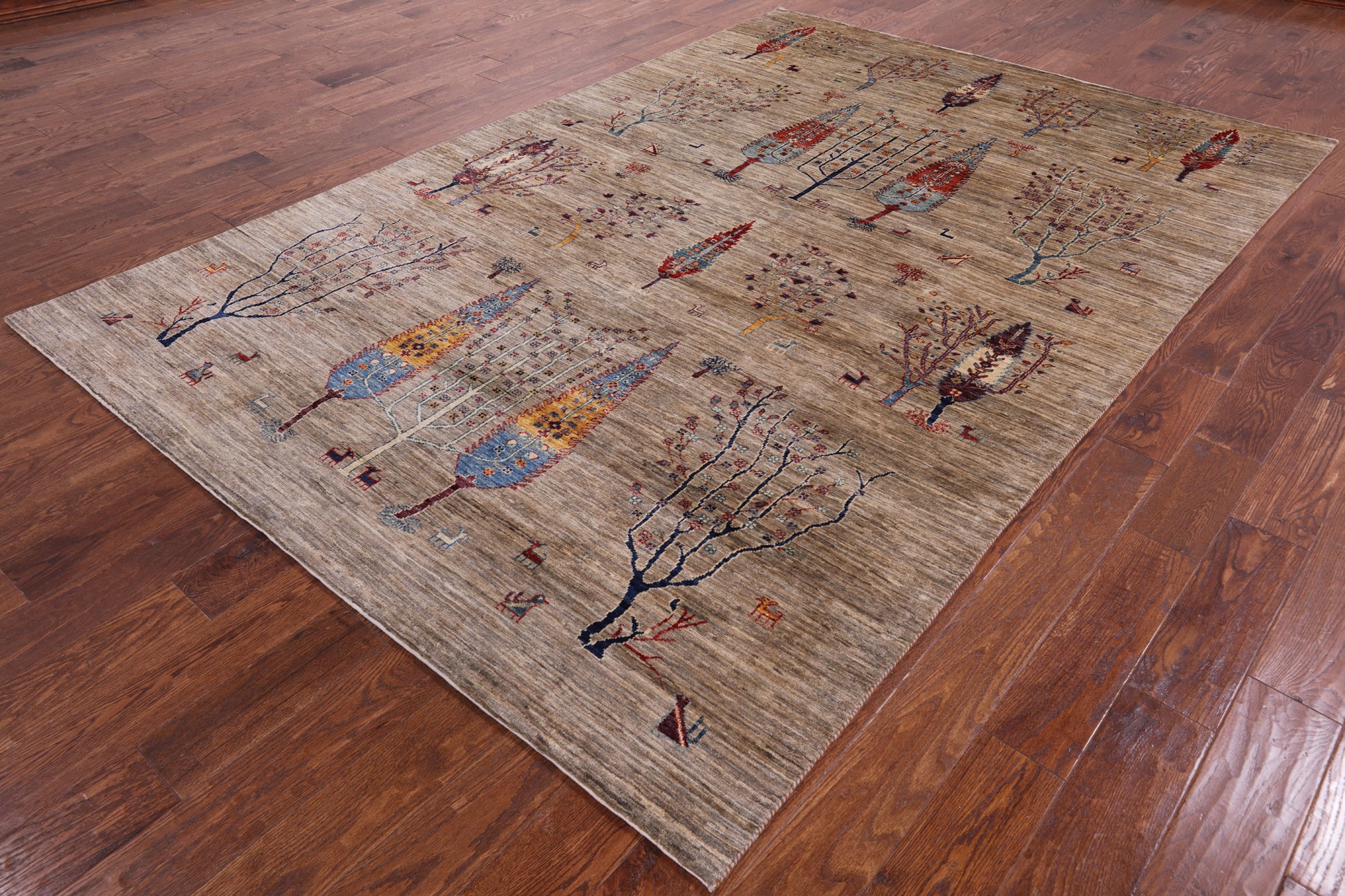 Tribal Persian Gabbeh Hand Knotted Wool Rug - 6' 7" X 9' 8" - Golden Nile