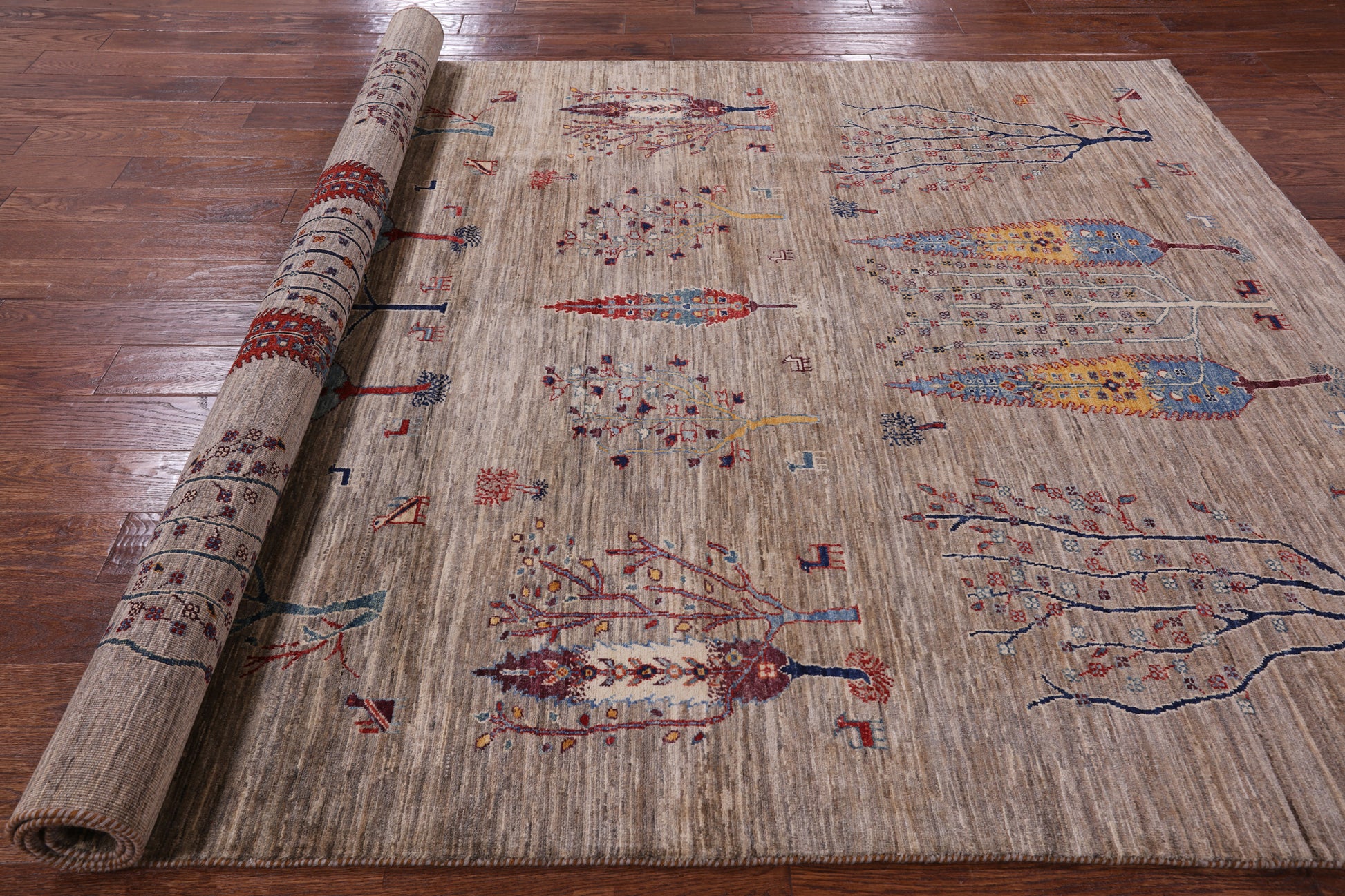 Tribal Persian Gabbeh Hand Knotted Wool Rug - 6' 7" X 9' 8" - Golden Nile