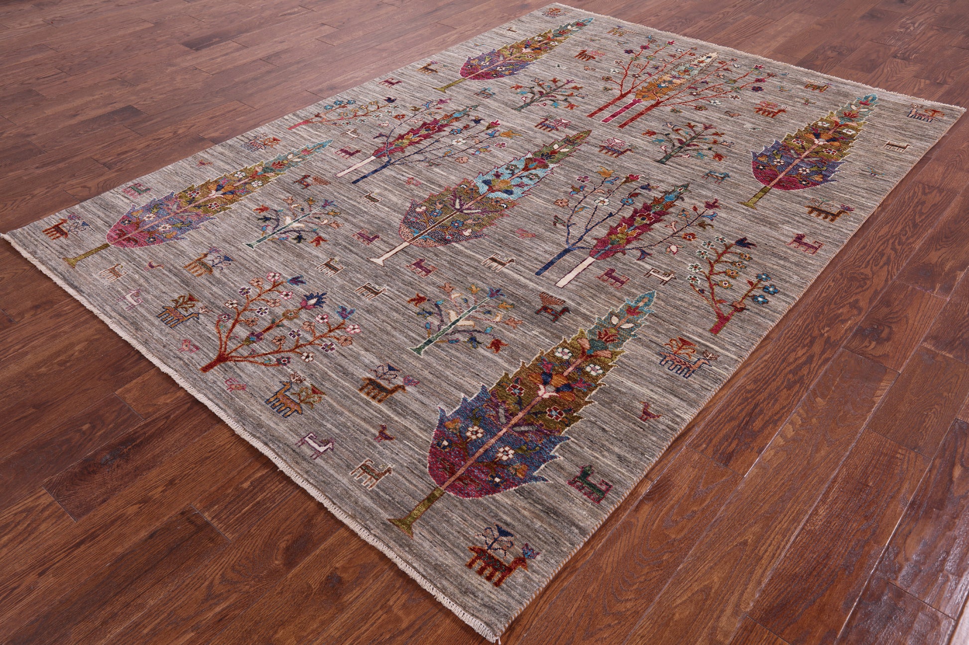 Tribal Persian Gabbeh Handmade Wool Rug - 5' 9" X 8' 1" - Golden Nile