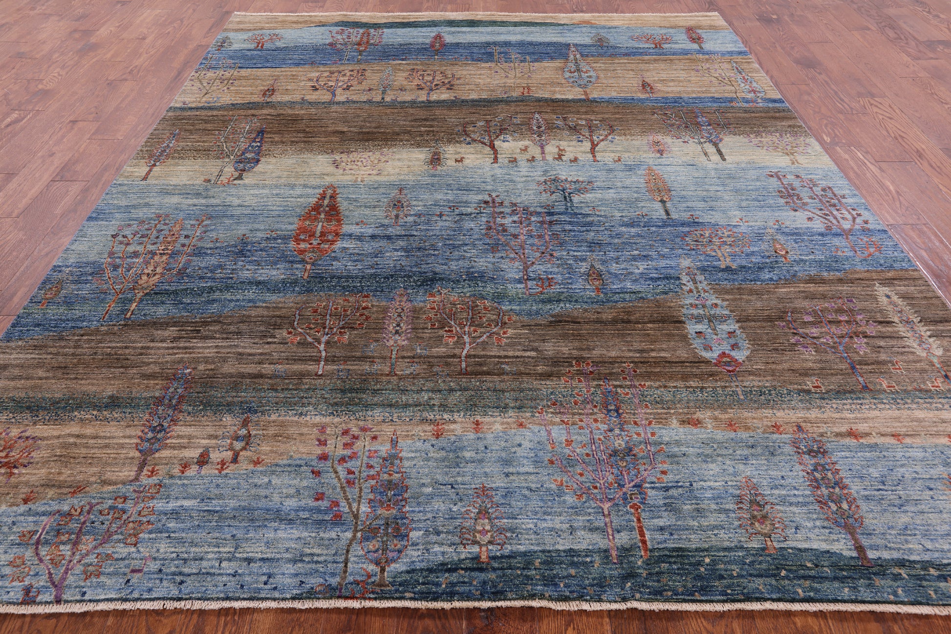 Tribal Persian Gabbeh Handmade Wool Rug - 8' 0" X 9' 9" - Golden Nile