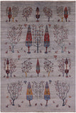 Tribal Persian Gabbeh Hand Knotted Wool Rug - 6' 5" X 9' 5" - Golden Nile