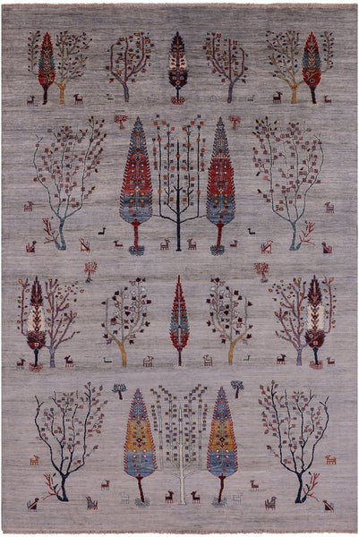 Tribal Persian Gabbeh Hand Knotted Wool Rug - 6' 5" X 9' 5" - Golden Nile