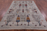 Tribal Persian Gabbeh Hand Knotted Wool Rug - 6' 5" X 9' 5" - Golden Nile