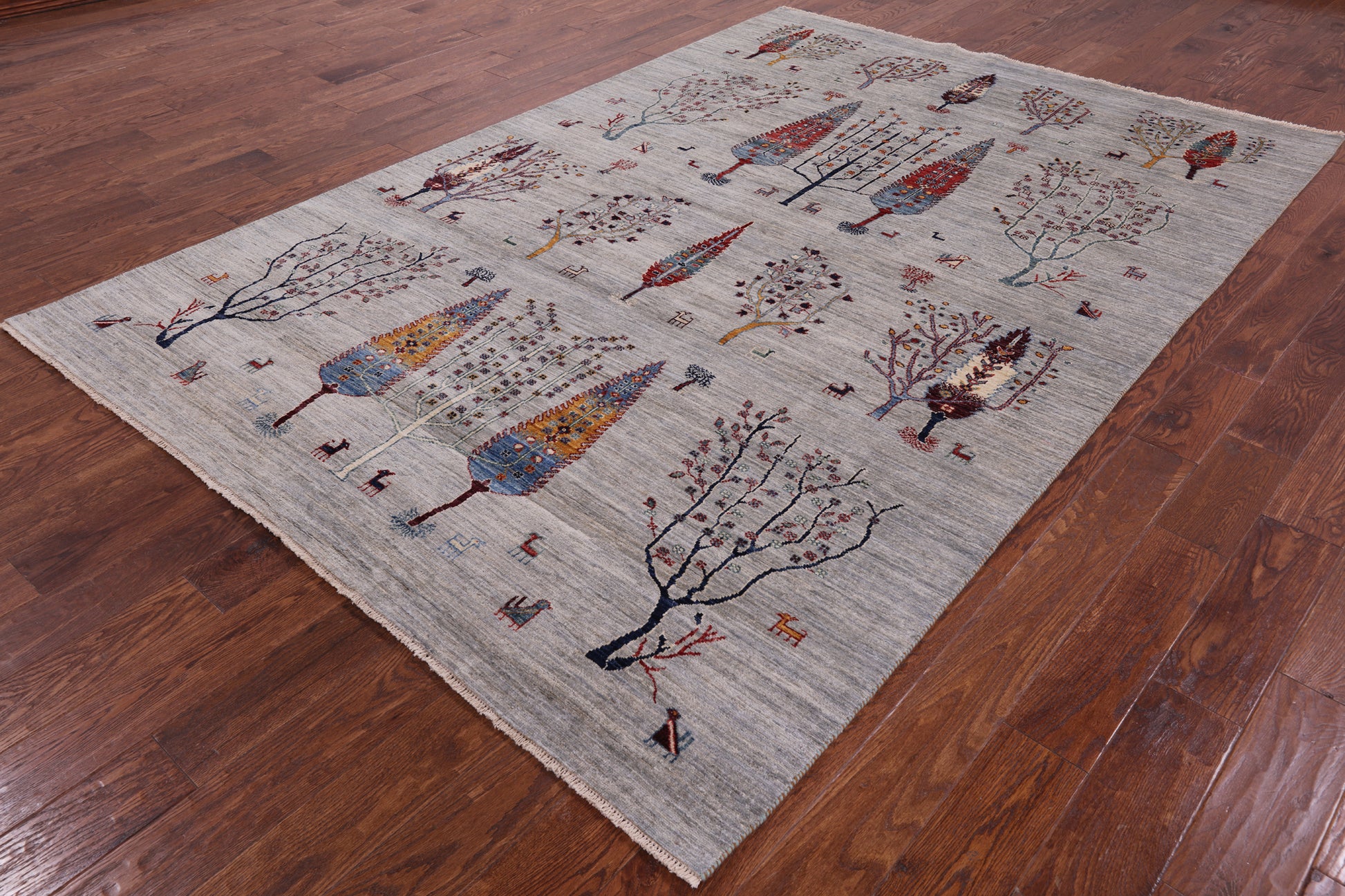 Tribal Persian Gabbeh Hand Knotted Wool Rug - 6' 5" X 9' 5" - Golden Nile