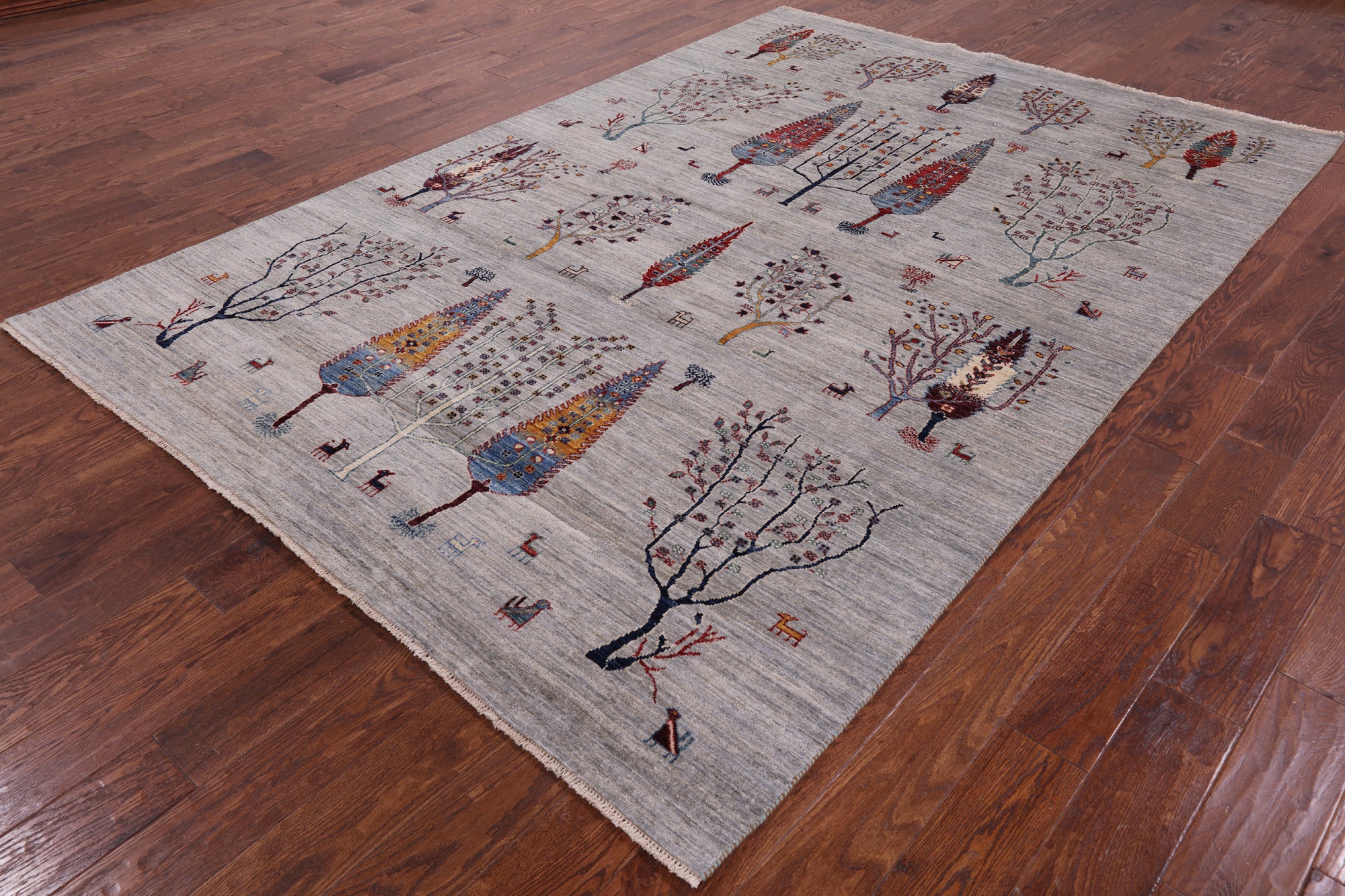 Tribal Persian Gabbeh Hand Knotted Wool Rug - 6' 5" X 9' 5" - Golden Nile