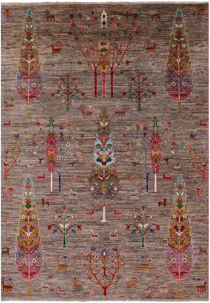 Tribal Persian Gabbeh Hand Knotted Wool Rug - 5' 9" X 8' 2" - Golden Nile