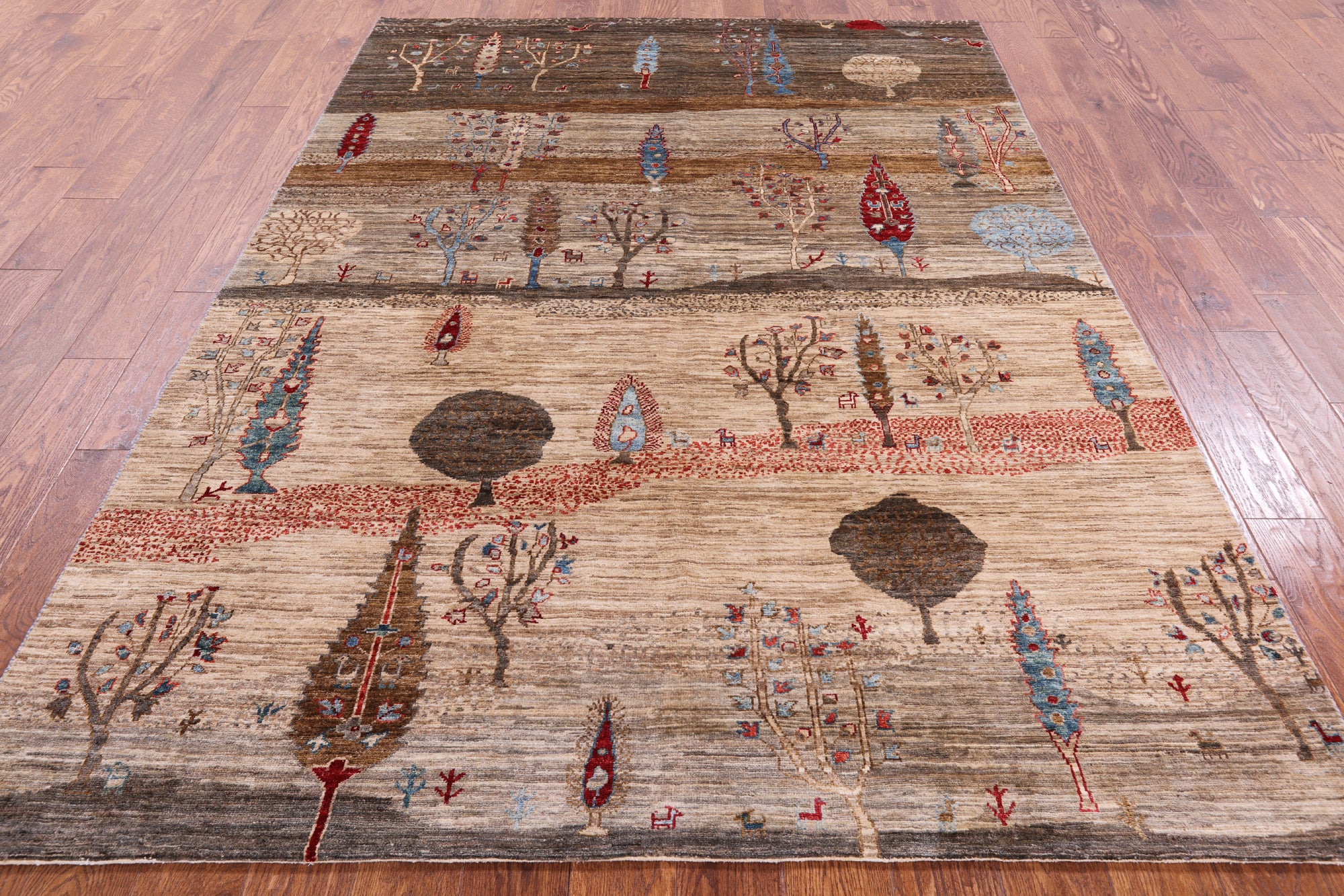 Tribal Persian Gabbeh Handmade Wool Rug - 5' 11" X 8' 5" - Golden Nile