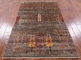 Tribal Persian Gabbeh Hand Knotted Wool Rug - 3' 10" X 6' 1" - Golden Nile