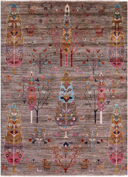 Tribal Persian Gabbeh Handmade Wool Rug - 5' 1" X 6' 10" - Golden Nile