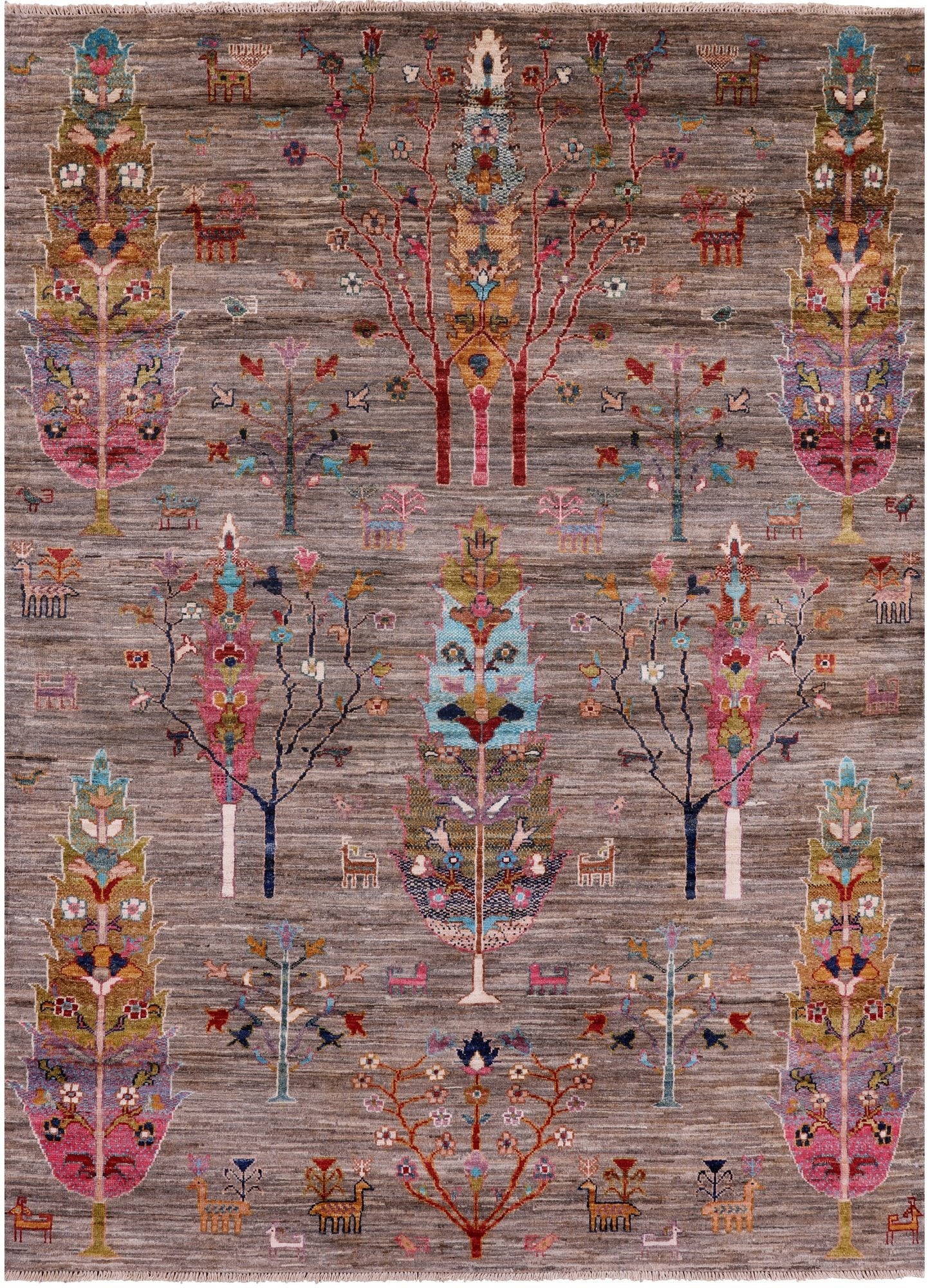 Tribal Persian Gabbeh Handmade Wool Rug - 5' 1" X 6' 10" - Golden Nile