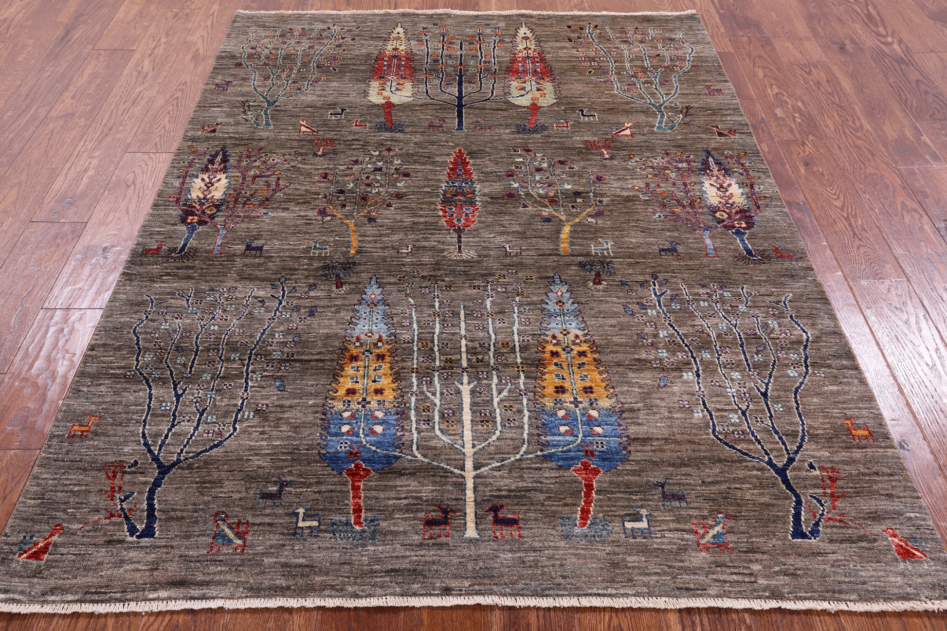 Tribal Persian Gabbeh Hand Knotted Wool Rug - 4' 10" X 6' 6" - Golden Nile