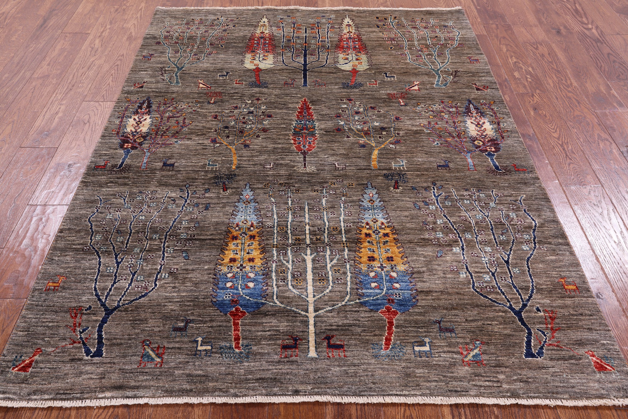 Tribal Persian Gabbeh Hand Knotted Wool Rug - 4' 10" X 6' 6" - Golden Nile
