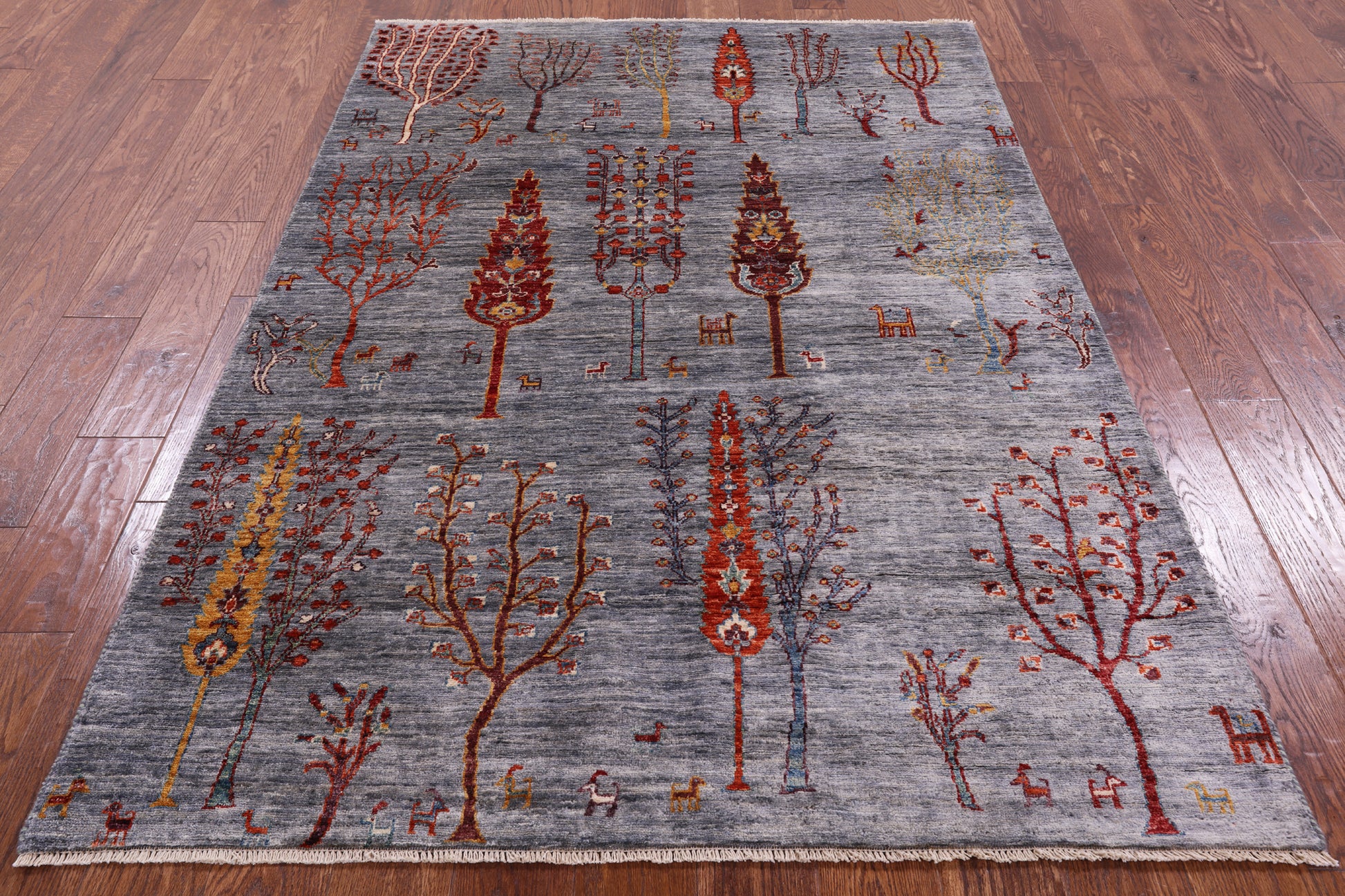 Tribal Persian Gabbeh Handmade Wool Rug - 4' 6" X 6' 8" - Golden Nile