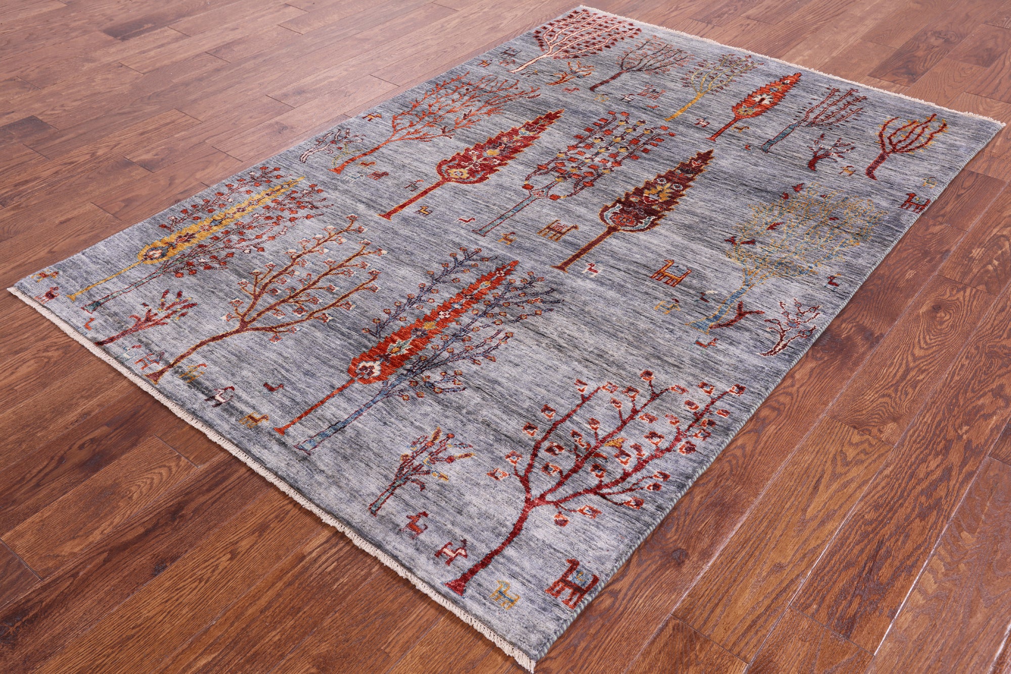 Tribal Persian Gabbeh Handmade Wool Rug - 4' 6" X 6' 8" - Golden Nile