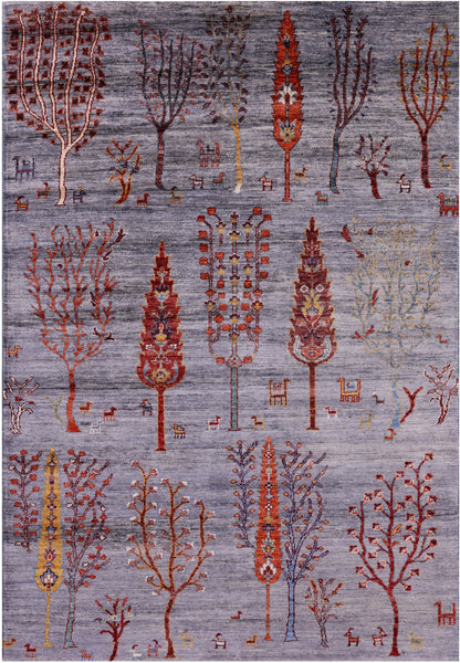 Tribal Persian Gabbeh Hand Knotted Wool Rug - 4' 5" X 6' 5" - Golden Nile