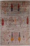 Tribal Persian Gabbeh Hand Knotted Wool Rug - 6' 4" X 9' 7" - Golden Nile