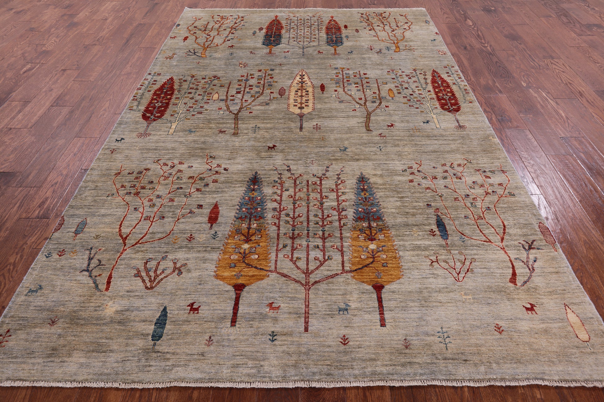 Tribal Persian Gabbeh Hand Knotted Wool Rug - 6' 4" X 9' 7" - Golden Nile