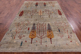 Tribal Persian Gabbeh Hand Knotted Wool Rug - 6' 4" X 9' 7" - Golden Nile