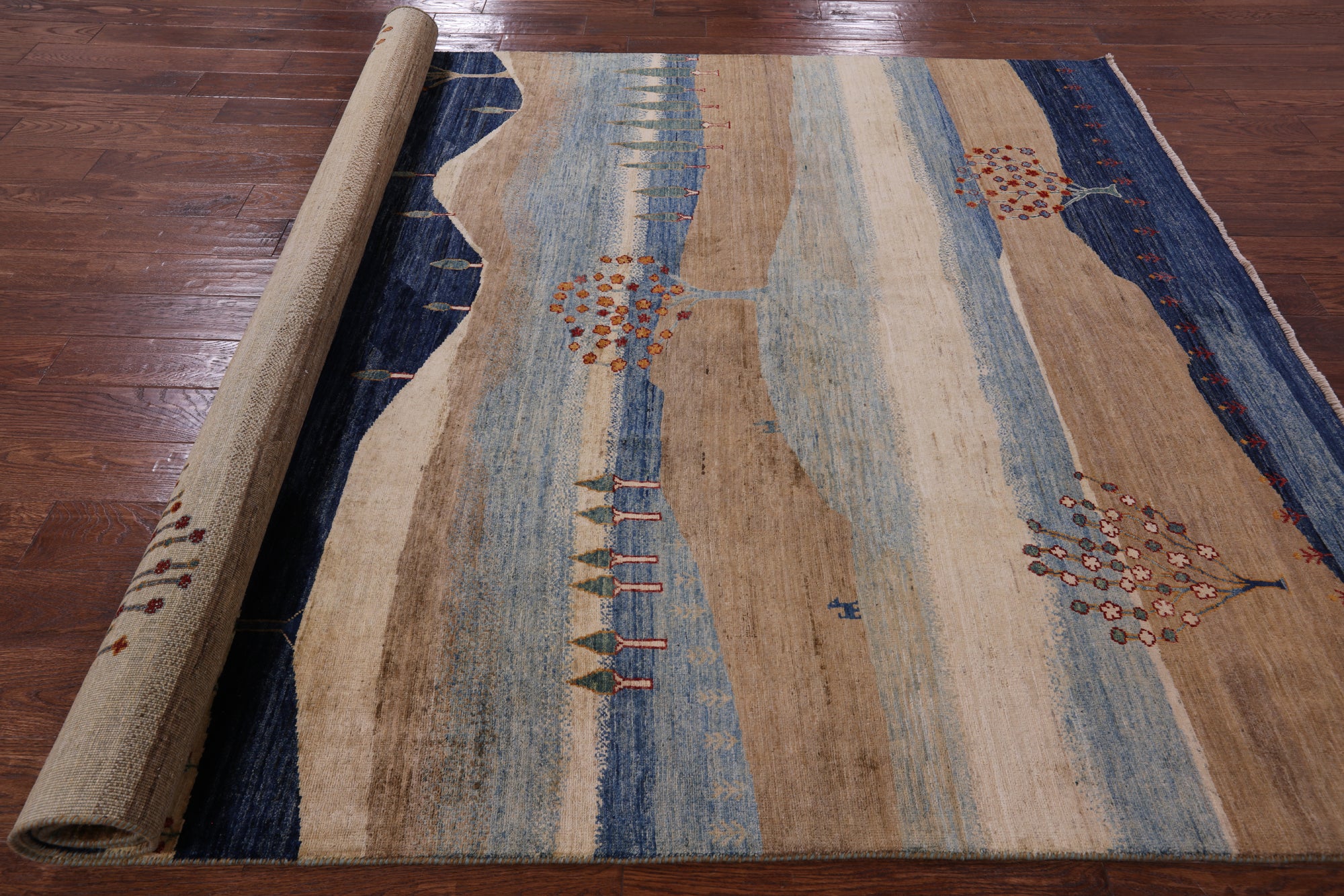 Tribal Persian Gabbeh Hand Knotted Wool Rug - 6' 9" X 9' 9" - Golden Nile