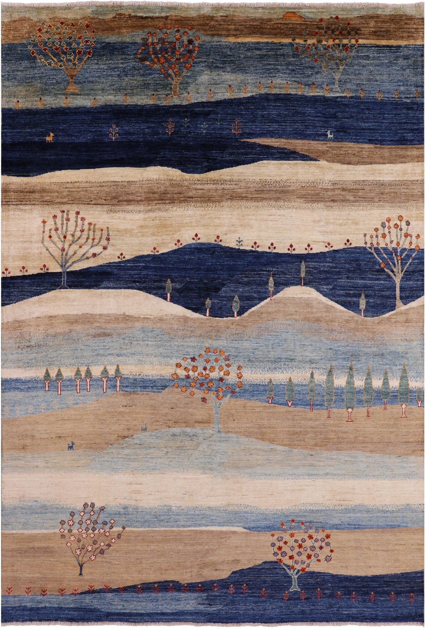 Tribal Persian Gabbeh Hand Knotted Wool Rug - 6' 9" X 9' 9" - Golden Nile