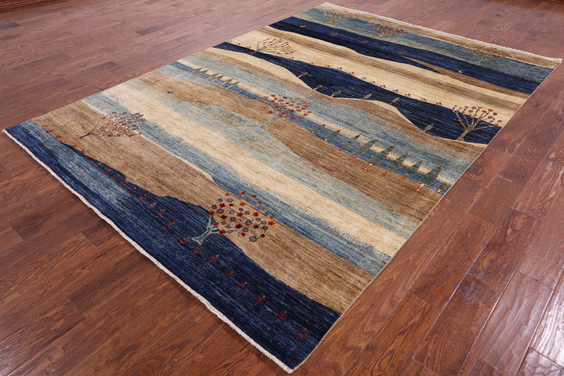 Tribal Persian Gabbeh Hand Knotted Wool Rug - 6' 9" X 9' 9" - Golden Nile