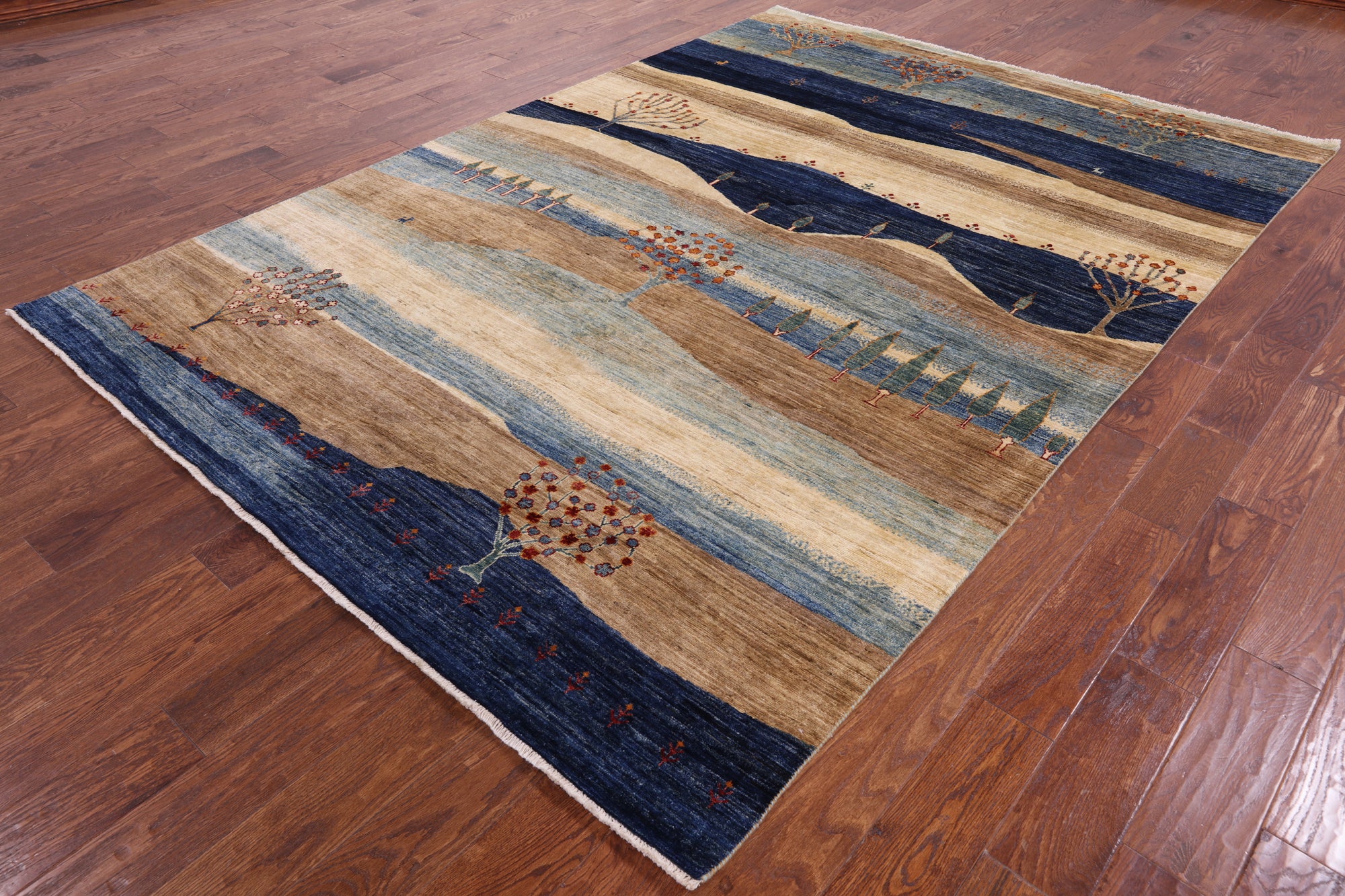 Tribal Persian Gabbeh Hand Knotted Wool Rug - 6' 9" X 9' 9" - Golden Nile