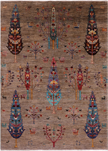 Tribal Persian Gabbeh Handmade Wool Rug - 5' 8" X 7' 10" - Golden Nile