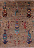 Tribal Persian Gabbeh Handmade Wool Rug - 5' 8" X 7' 10" - Golden Nile