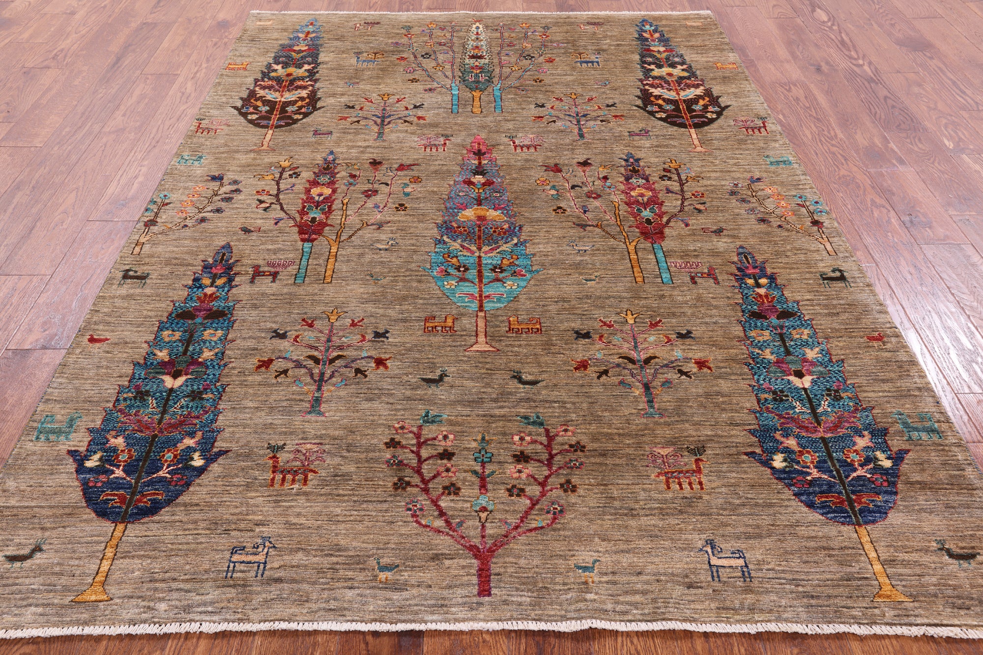 Tribal Persian Gabbeh Handmade Wool Rug - 5' 8" X 7' 10" - Golden Nile