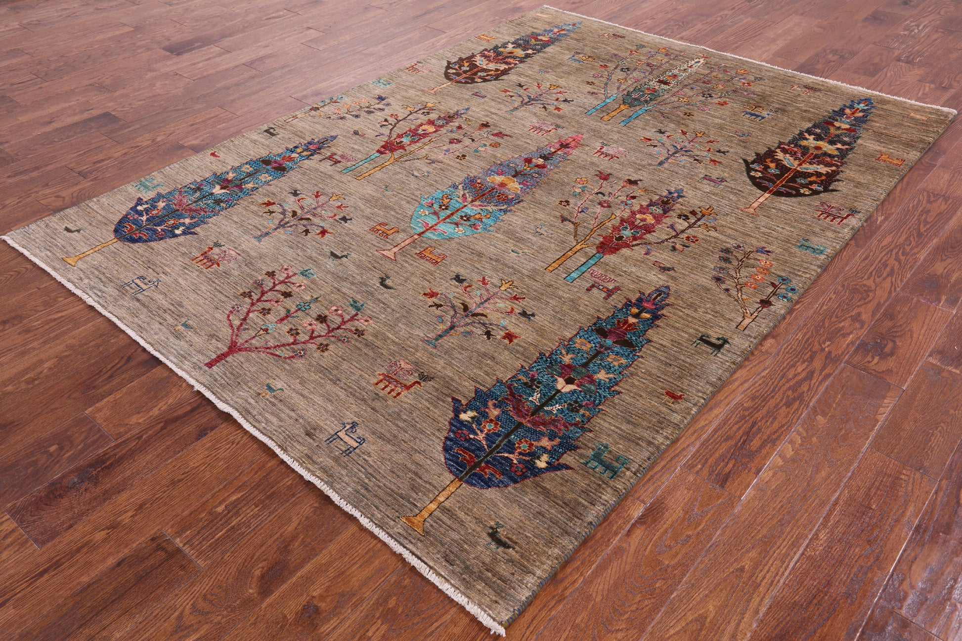 Tribal Persian Gabbeh Handmade Wool Rug - 5' 8" X 7' 10" - Golden Nile