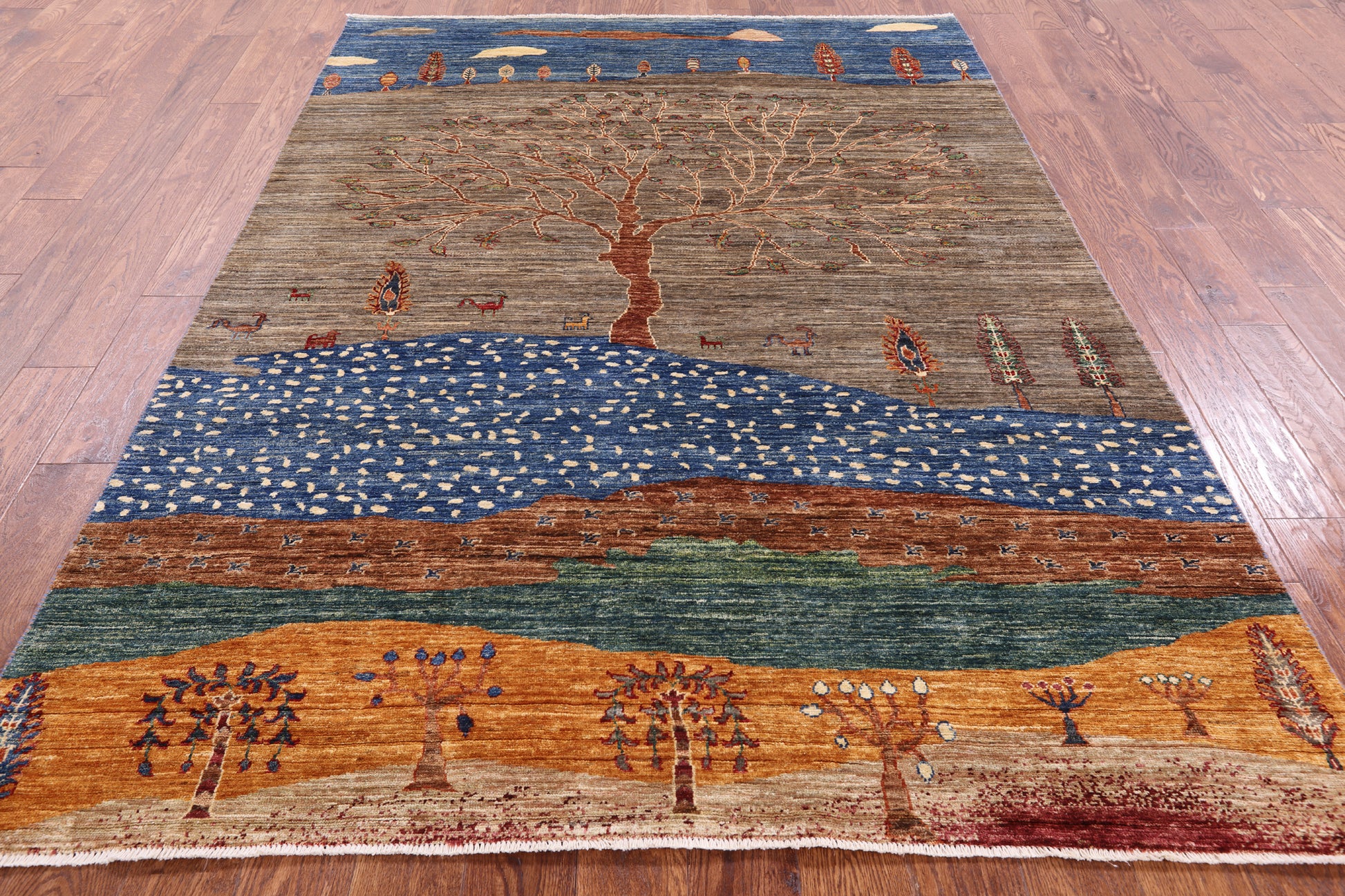 Tribal Persian Gabbeh Handmade Wool Rug - 5' 9" X 8' 1" - Golden Nile
