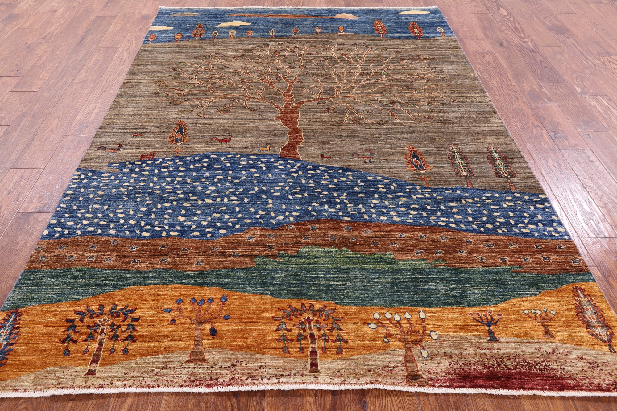 Tribal Persian Gabbeh Handmade Wool Rug - 5' 9" X 8' 1" - Golden Nile