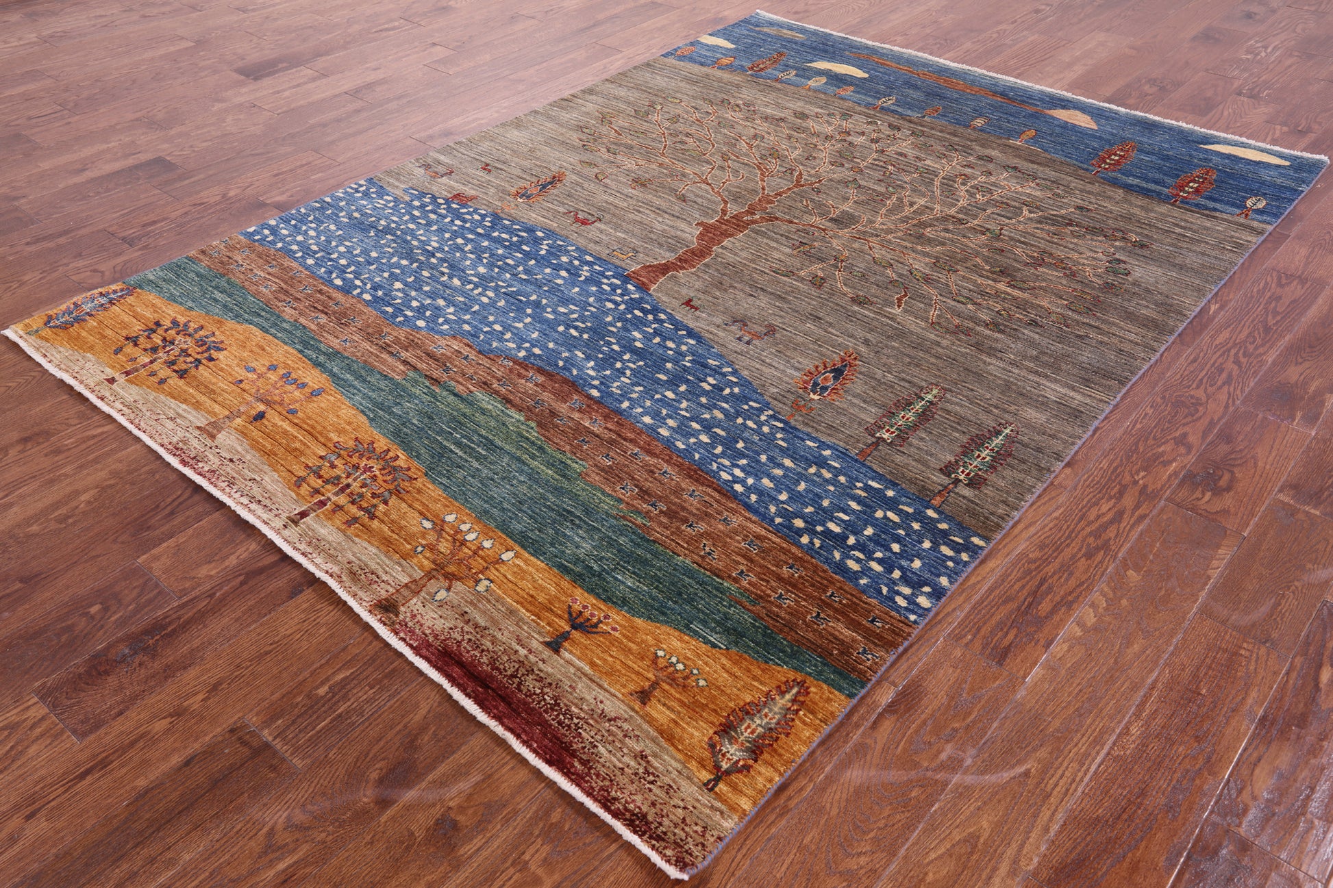 Tribal Persian Gabbeh Handmade Wool Rug - 5' 9" X 8' 1" - Golden Nile
