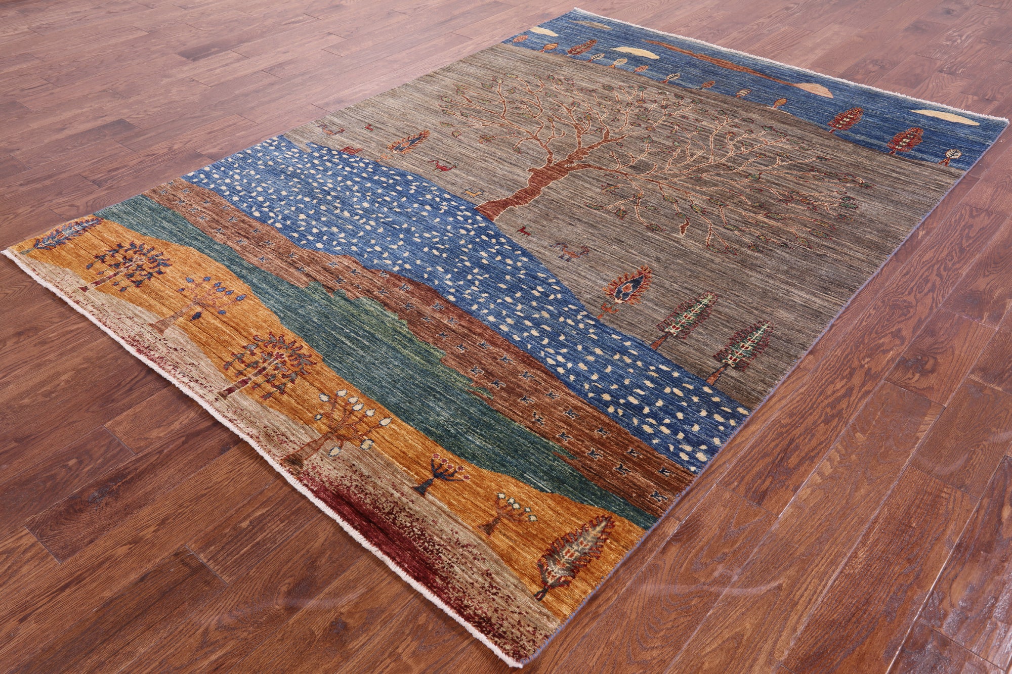 Tribal Persian Gabbeh Handmade Wool Rug - 5' 9" X 8' 1" - Golden Nile