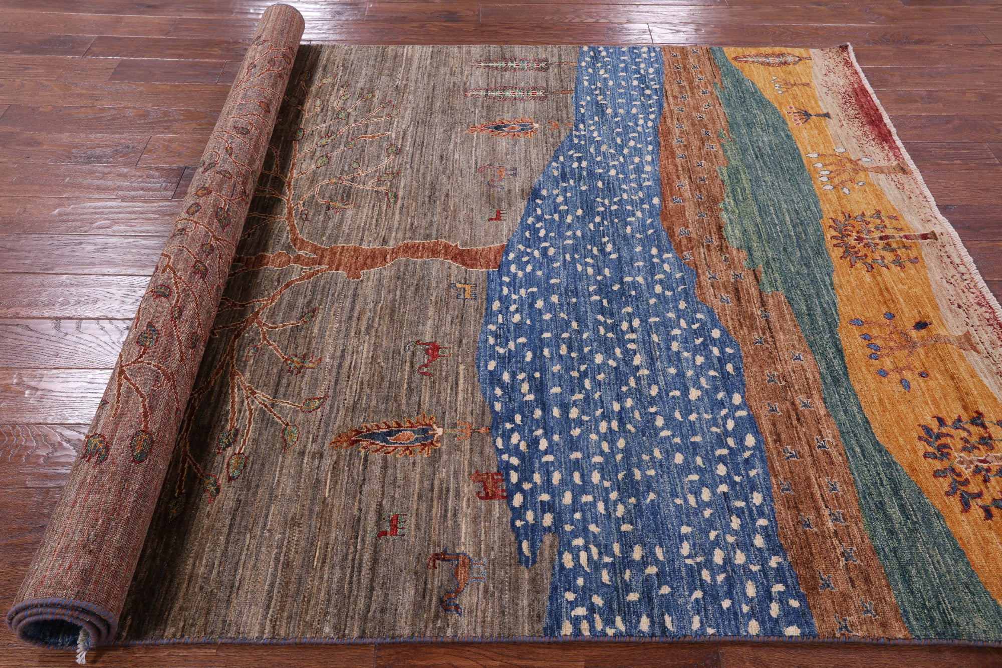 Tribal Persian Gabbeh Handmade Wool Rug - 5' 9" X 8' 1" - Golden Nile