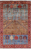 Tribal Persian Gabbeh Hand Knotted Wool Rug - 4' 0" X 5' 10" - Golden Nile