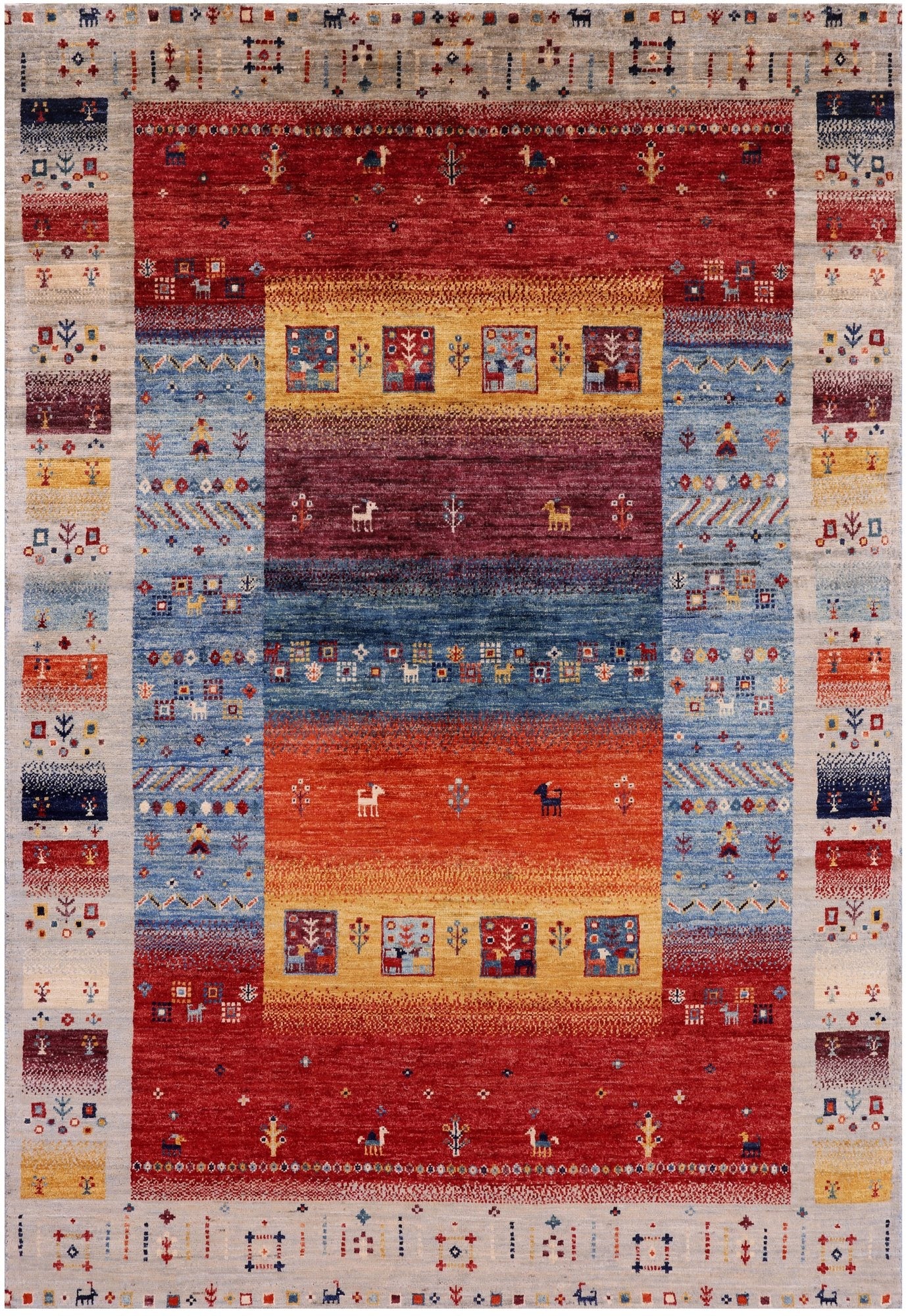 Tribal Persian Gabbeh Hand Knotted Wool Rug - 4' 9" X 6' 10" - Golden Nile