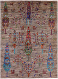 Tribal Persian Gabbeh Handmade Wool Rug - 5' 1" X 6' 9" - Golden Nile
