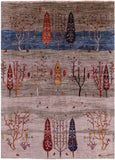 Tribal Persian Gabbeh Handmade Wool Rug - 4' 10" X 6' 8" - Golden Nile