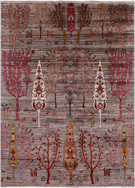Tribal Persian Gabbeh Hand Knotted Wool Rug - 4' 10" X 6' 8" - Golden Nile