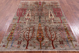 Tribal Persian Gabbeh Hand Knotted Wool Rug - 4' 10" X 6' 8" - Golden Nile