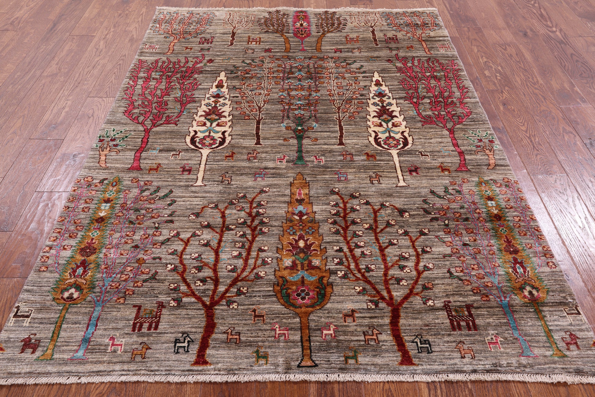 Tribal Persian Gabbeh Hand Knotted Wool Rug - 4' 10" X 6' 8" - Golden Nile
