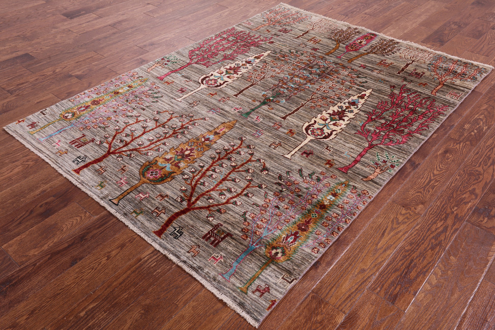 Tribal Persian Gabbeh Hand Knotted Wool Rug - 4' 10" X 6' 8" - Golden Nile