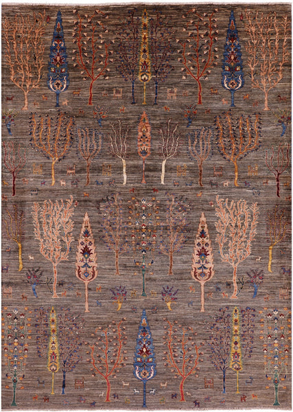 Tribal Persian Gabbeh Hand Knotted Wool Rug - 6' 8" X 9' 4" - Golden Nile