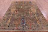 Tribal Persian Gabbeh Hand Knotted Wool Rug - 6' 8" X 9' 4" - Golden Nile