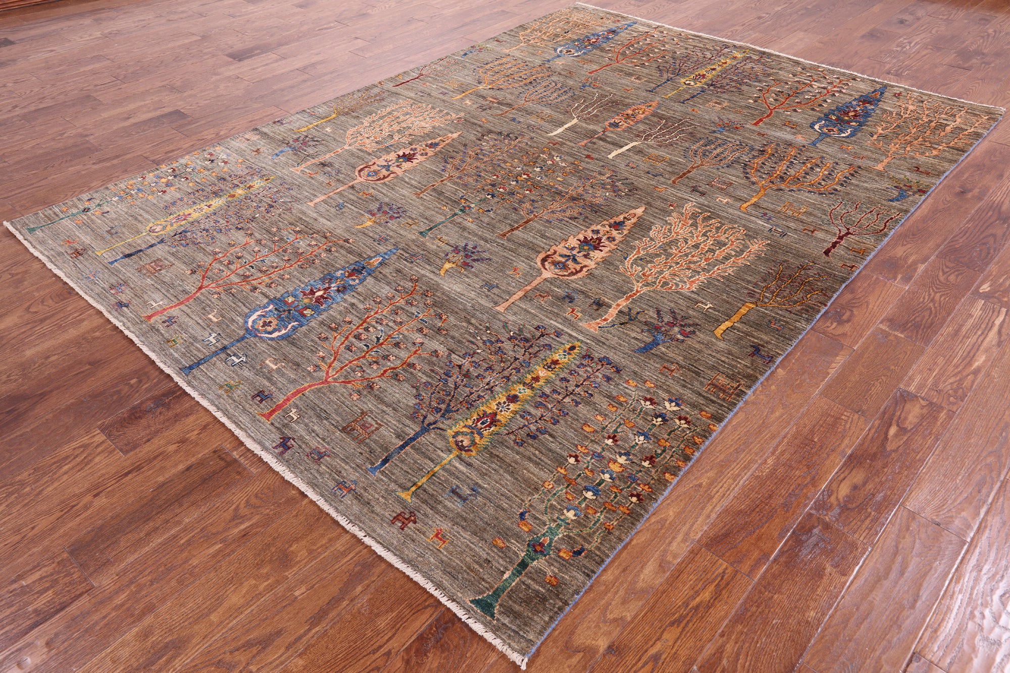 Tribal Persian Gabbeh Hand Knotted Wool Rug - 6' 8" X 9' 4" - Golden Nile