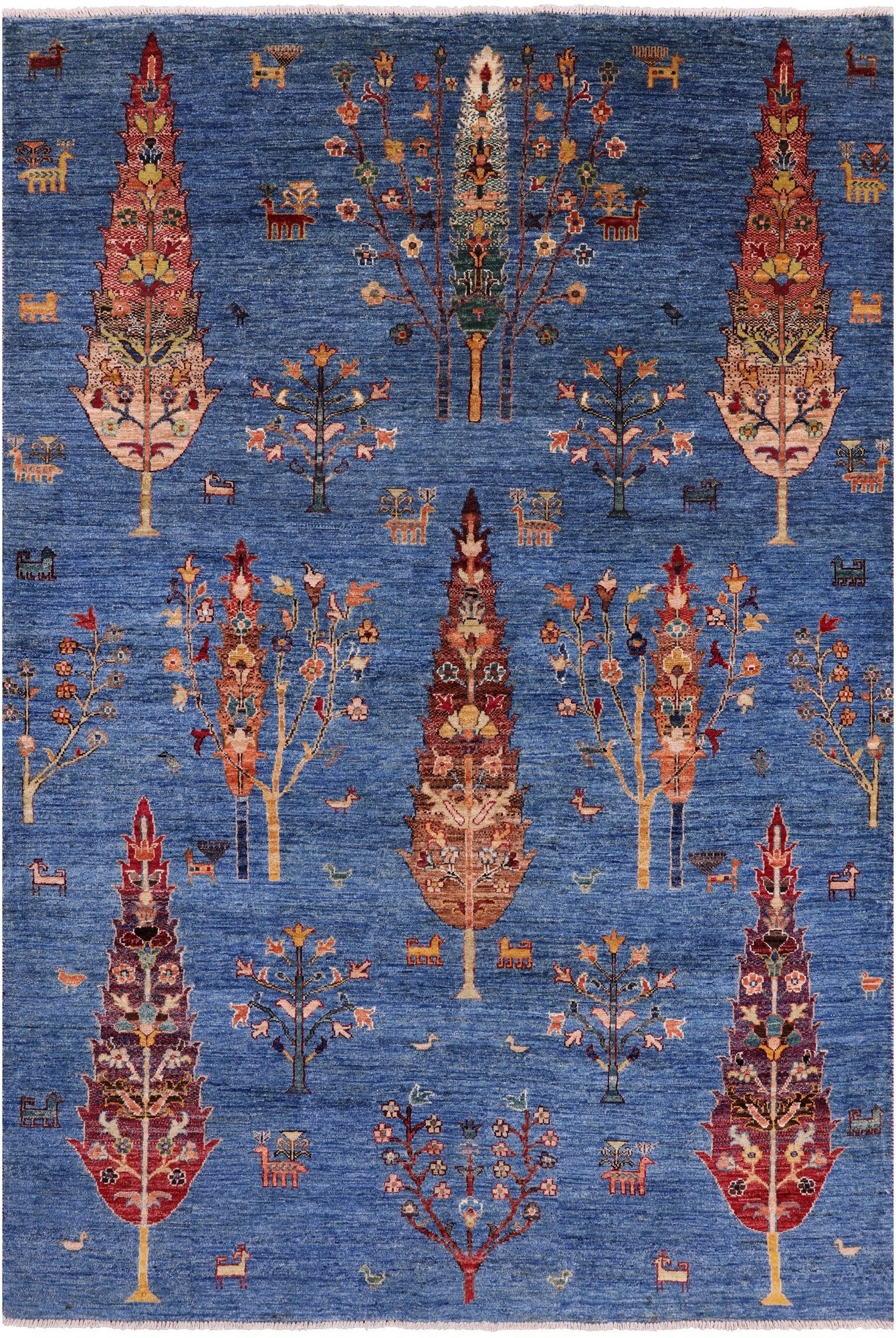 Blue Tribal Persian Gabbeh Handmade Wool Rug - 5' 9" X 8' 4" - Golden Nile