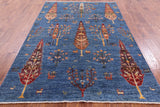 Blue Tribal Persian Gabbeh Handmade Wool Rug - 5' 9" X 8' 4" - Golden Nile