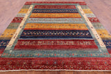 Tribal Persian Gabbeh Handmade Wool Rug - 8' 3" X 9' 2" - Golden Nile