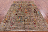 Tribal Persian Gabbeh Hand Knotted Wool Rug - 6' 7" X 9' 8" - Golden Nile